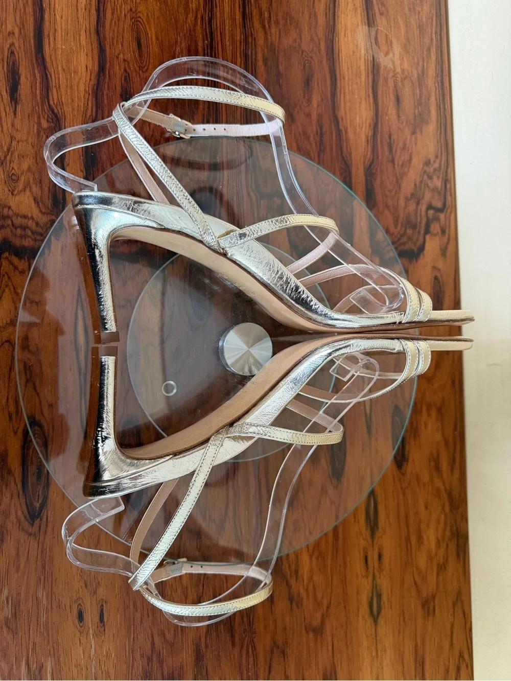 Metallic Gold Strappy Heeled Sandals by INEZ